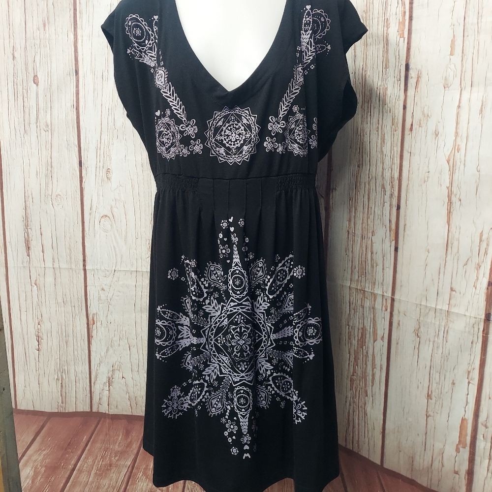 Venus Black Dress with Lavender Floral Design